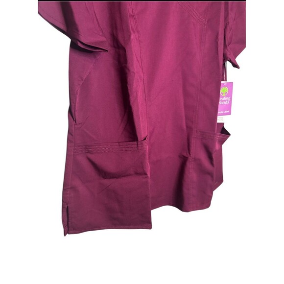 Healing‎ Hands Purple Label Jordan Triple Needle Mock-Wrap Scrub Top 2X Wine - Picture 4 of 9